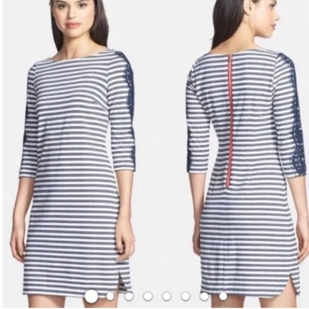 ELIZA J Navy blue and white striped Shift dress Womens size 12